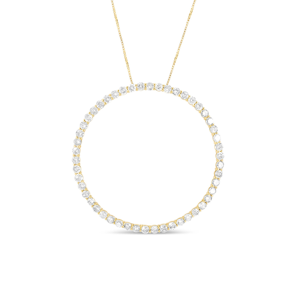 10K Yellow Gold Plated .925 Sterling Silver 4 Cttw Diamond Circle Hoop 18" Pendant Necklace (J-K Color, I1-I2 Clarity)