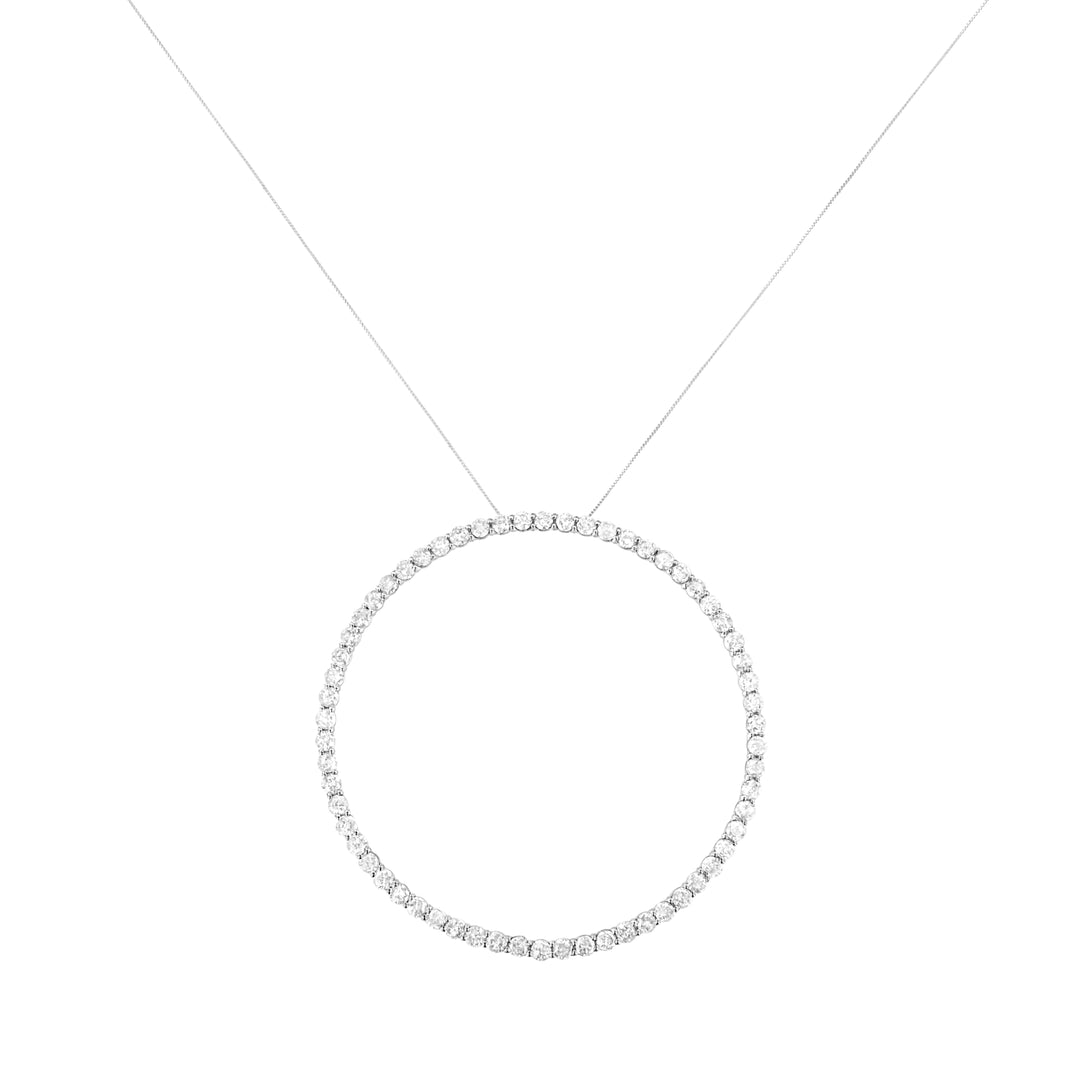 .925 Sterling Silver 5.0 Cttw Prong Set Round-cut Diamond Open Circle Hoop 18" Pendant Necklace (I-J Color, I2-I3 Clarity)