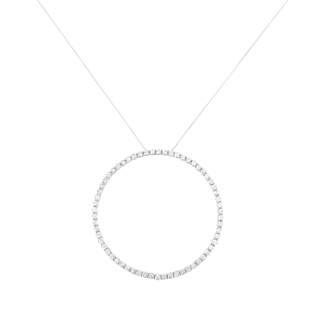 Collar de plata de ley .925 con colgante de aro de círculo abierto de 5.0 Cttw con diamantes de talla redonda engarzados (color I-J, claridad I2-I3)
