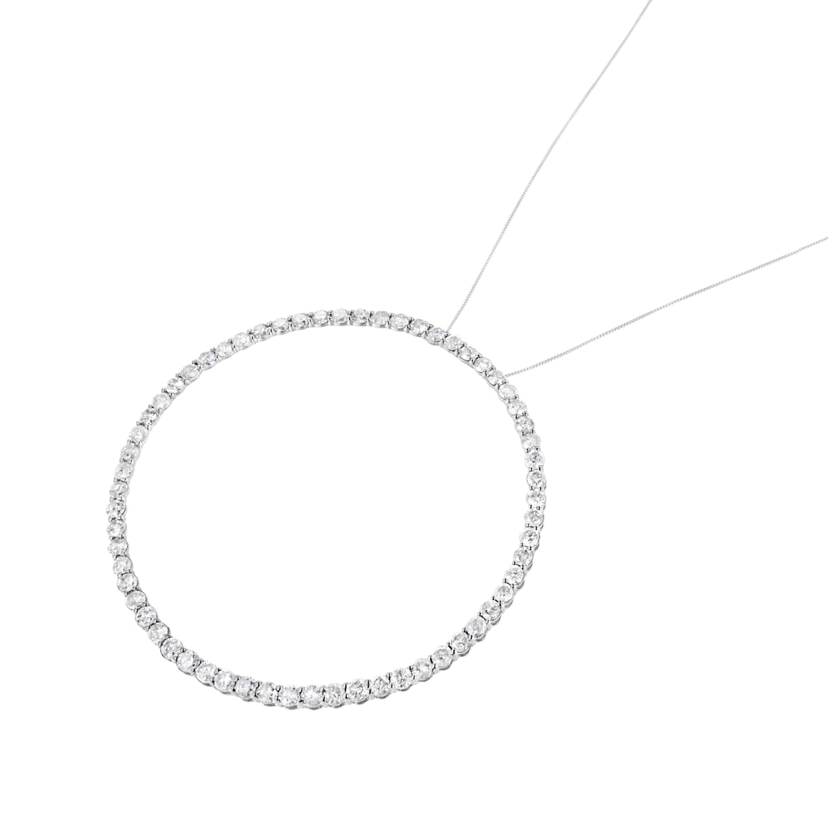 Collar de plata de ley .925 con colgante de aro de círculo abierto de 5.0 Cttw con diamantes de talla redonda engarzados (color I-J, claridad I2-I3)