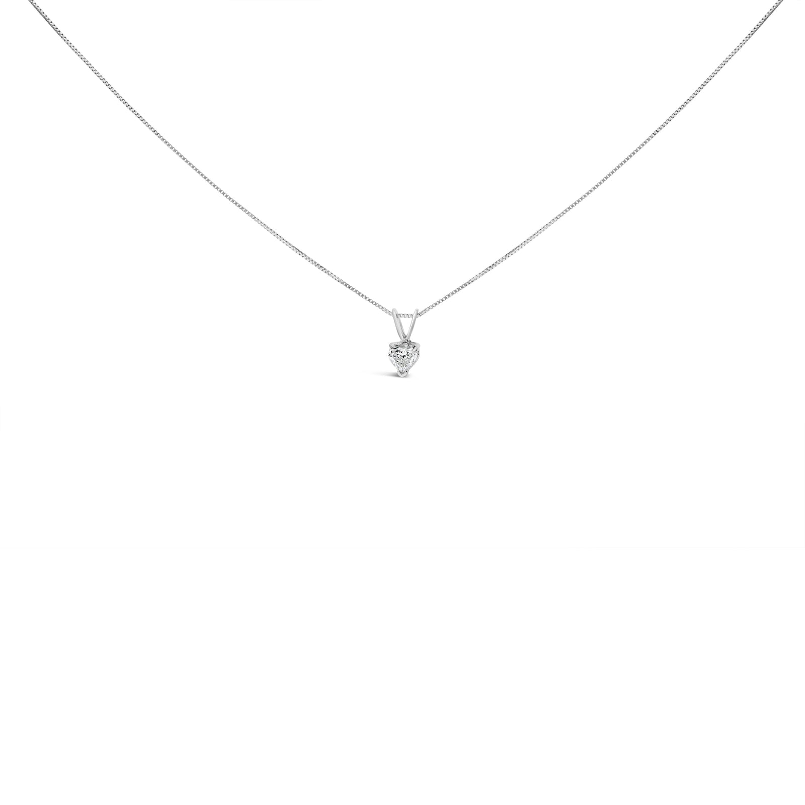 14K White Gold 1/5 Cttw 3-Prong Set Heart Shaped Solitaire Lab Grown Diamond 18" Pendant Necklace (F-G Color, VS2-SI1 Clarity)