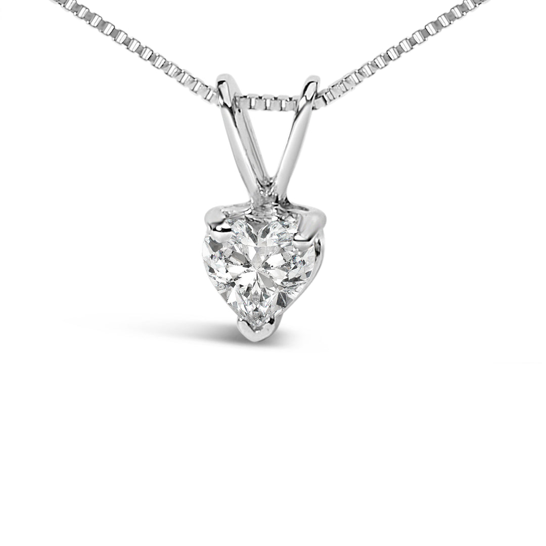 14K White Gold 1/5 Cttw 3-Prong Set Heart Shaped Solitaire Lab Grown Diamond 18" Pendant Necklace (F-G Color, VS2-SI1 Clarity)