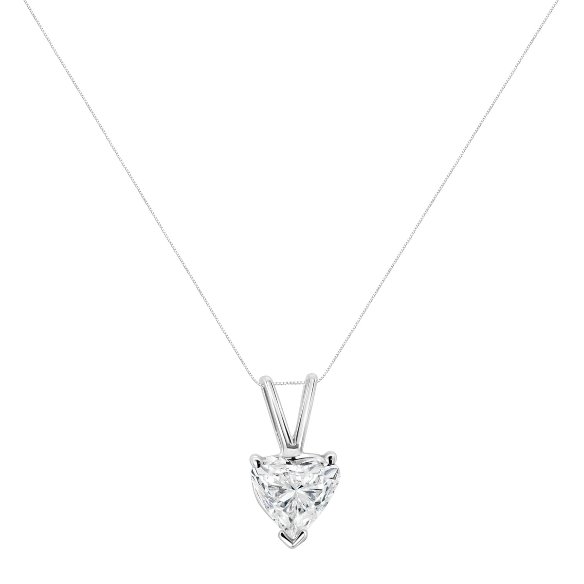 Collar con colgante de oro blanco de 14K con diamante solitario clásico en forma de corazón de 3/8 Cttw y 45 cm (color H-I, claridad VS2-SI1)