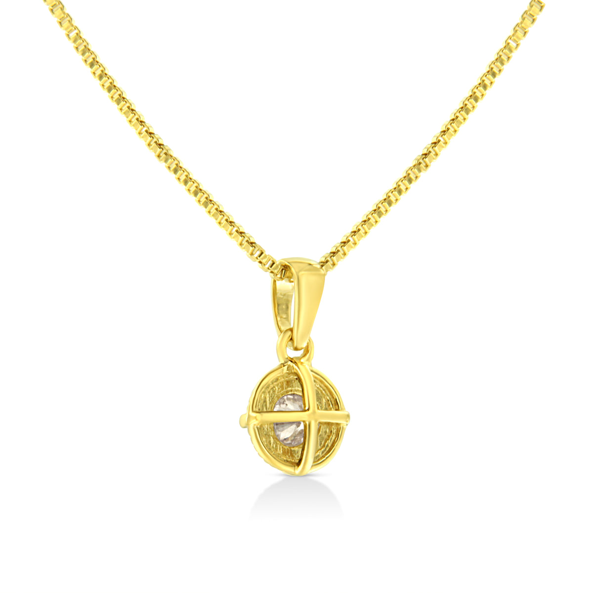 Collar con colgante de plata de ley 925 chapada en oro amarillo de 14 quilates con diamante solitario de talla redonda brillante de 1/2 quilate con filigrana de 18" (color K-L, claridad I2-I3)