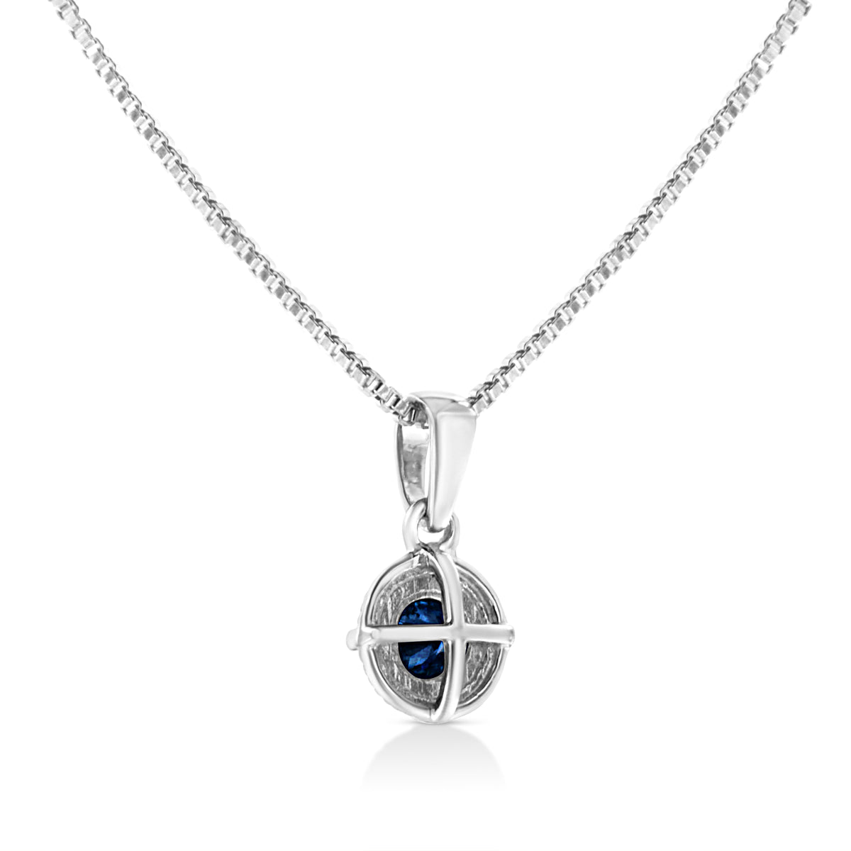 Collar con colgante de plata de ley .925 con solitario de diamantes azules tratados de 0.75 Cttw de 18" con milgrain (color azul, claridad I1-I2)