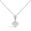 10K White Gold 1/2 Cttw Princess Cut Rhombus Drop Pendant Necklace