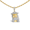 Men's 10K Yellow Gold 1 1/3 Cttw Diamond Studded Jesus Pendant Necklace