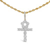 Men's 10K Yellow Gold 1 3/4 Cttw Diamond Cluster Ankh Cross Pendant Necklace - 18