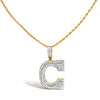 Men's 10K Yellow Gold 1 3/4 Cttw Diamond Letter C Initial Pendant Necklace