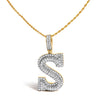 Men's 10K Yellow Gold 1 5/8 Cttw Letter S Initial Pendant Necklace
