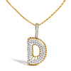 Men's 10K Yellow Gold 1 1/5 Cttw Diamond Letter D Initial Pendant Necklace