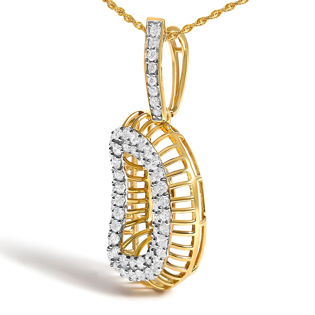 Men's 10K Yellow Gold 1 1/5 Cttw Diamond Letter D Initial Pendant Necklace