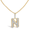 Men's 10K Yellow Gold 1 1/2 Cttw Diamond Letter N Initial Pendant Necklace