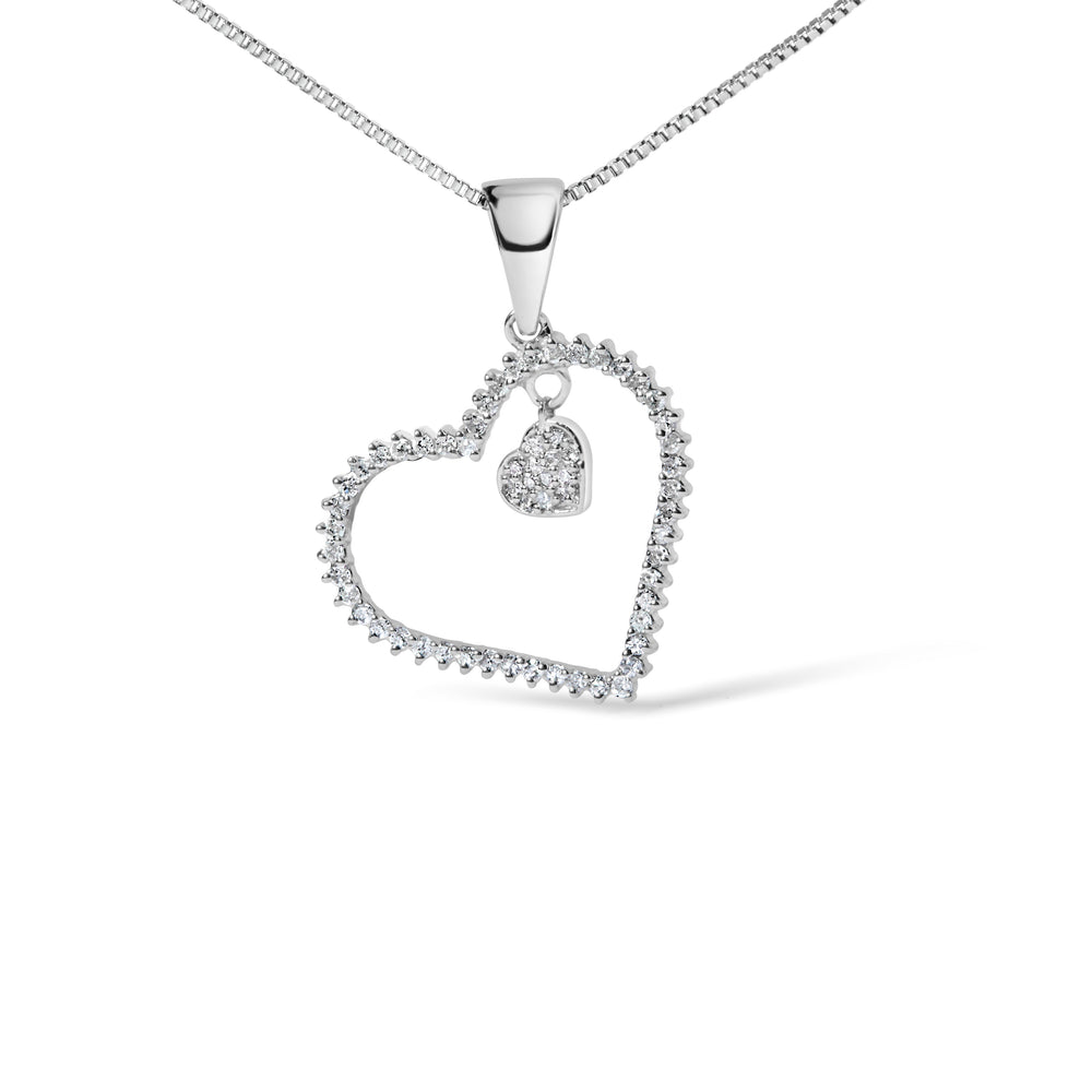 925 Sterling Silver 1/3ct TDW Diamond Heart Pendant Necklace