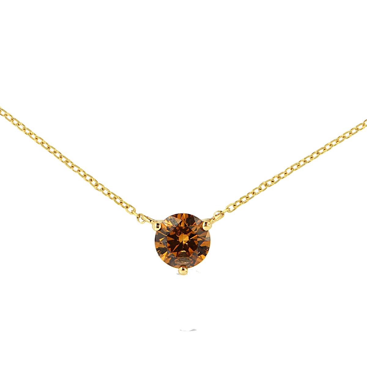 Collar con colgante solitario de oro amarillo de 14 quilates y 0,50 quilates de diamante amarillo cultivado en laboratorio engarzado en forma de martini, 45 cm (color amarillo, claridad VS2-SI1)