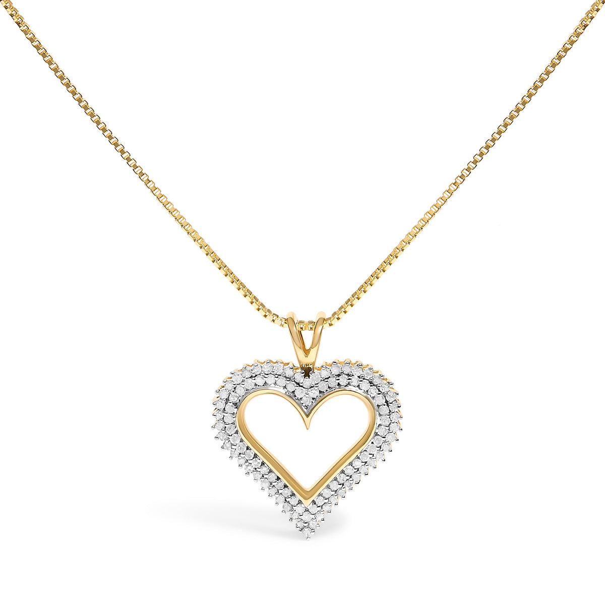 Collar con colgante de corazón de diamante de 1,00 quilates de plata de ley .925 de 45,72 cm (color I-J, claridad I2-I3)