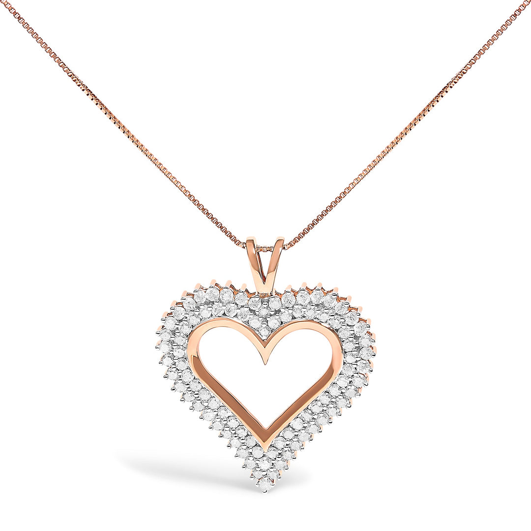 .925 Sterling Silver 1.00 Cttw Diamond Heart 18" Pendant Necklace (I-J Color, I2-I3 Clarity)