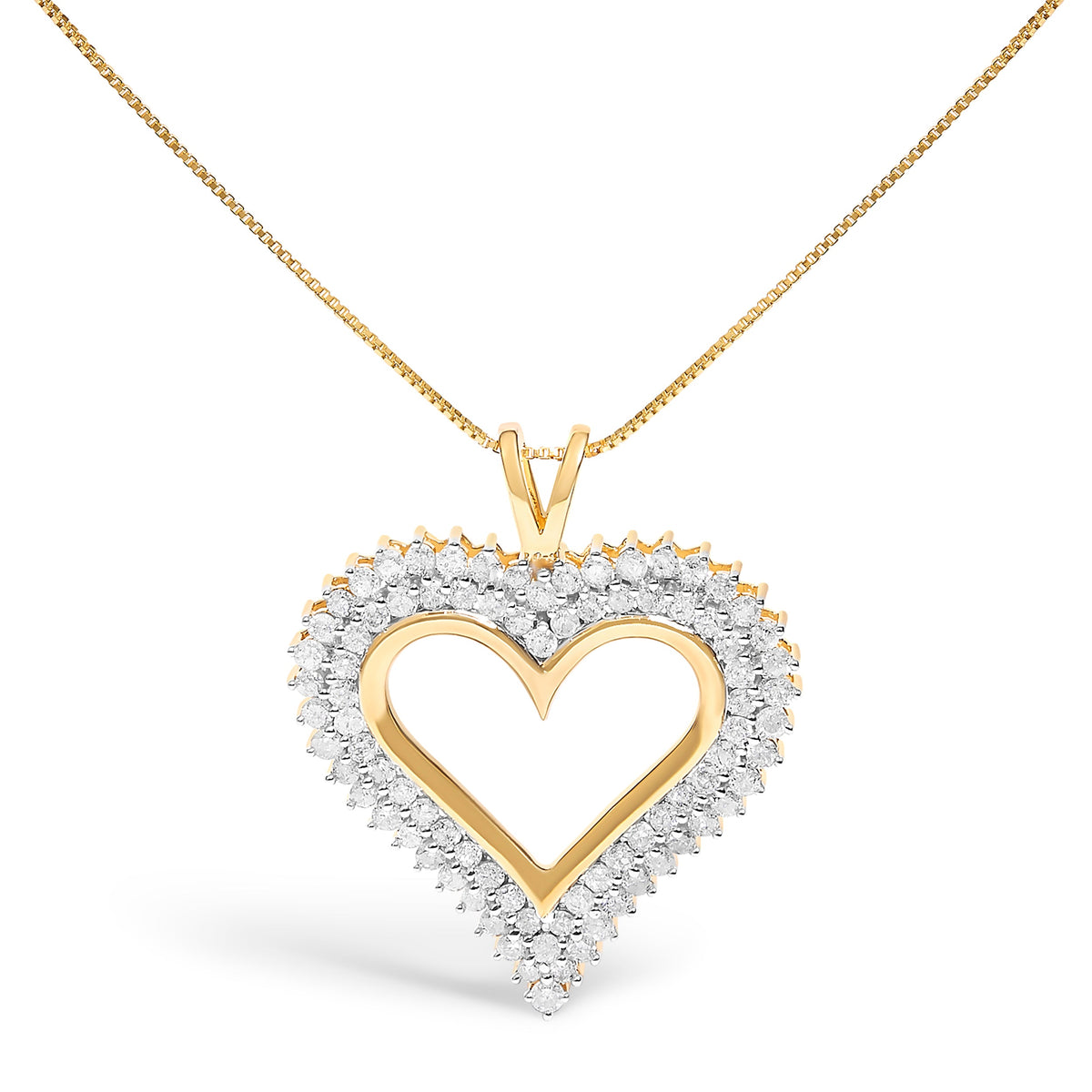 Collar con colgante de corazón de diamante de 1,00 quilates de plata de ley .925 de 45,72 cm (color I-J, claridad I2-I3)