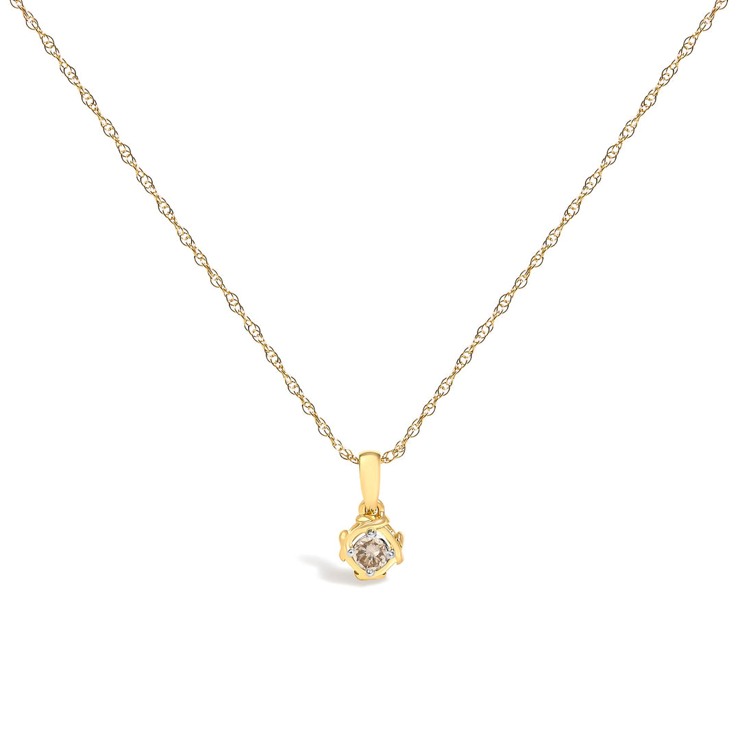 14K Yellow Gold Plated Sterling Silver 1/5 Cttw Diamond Swirl Pendant Necklace