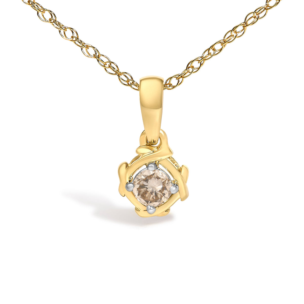 14K Yellow Gold Plated Sterling Silver 1/5 Cttw Diamond Swirl Pendant Necklace - image 2 of 3