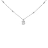 Sterling Silver 1.00 Cttw Lab Grown Diamond Oval Halo Pendant Bezel Station Necklace
