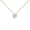 Collar con colgante tipo halo hexagonal de plata de ley chapada en oro amarillo de 14 quilates con diamantes cultivados en laboratorio de 3/8 quilates