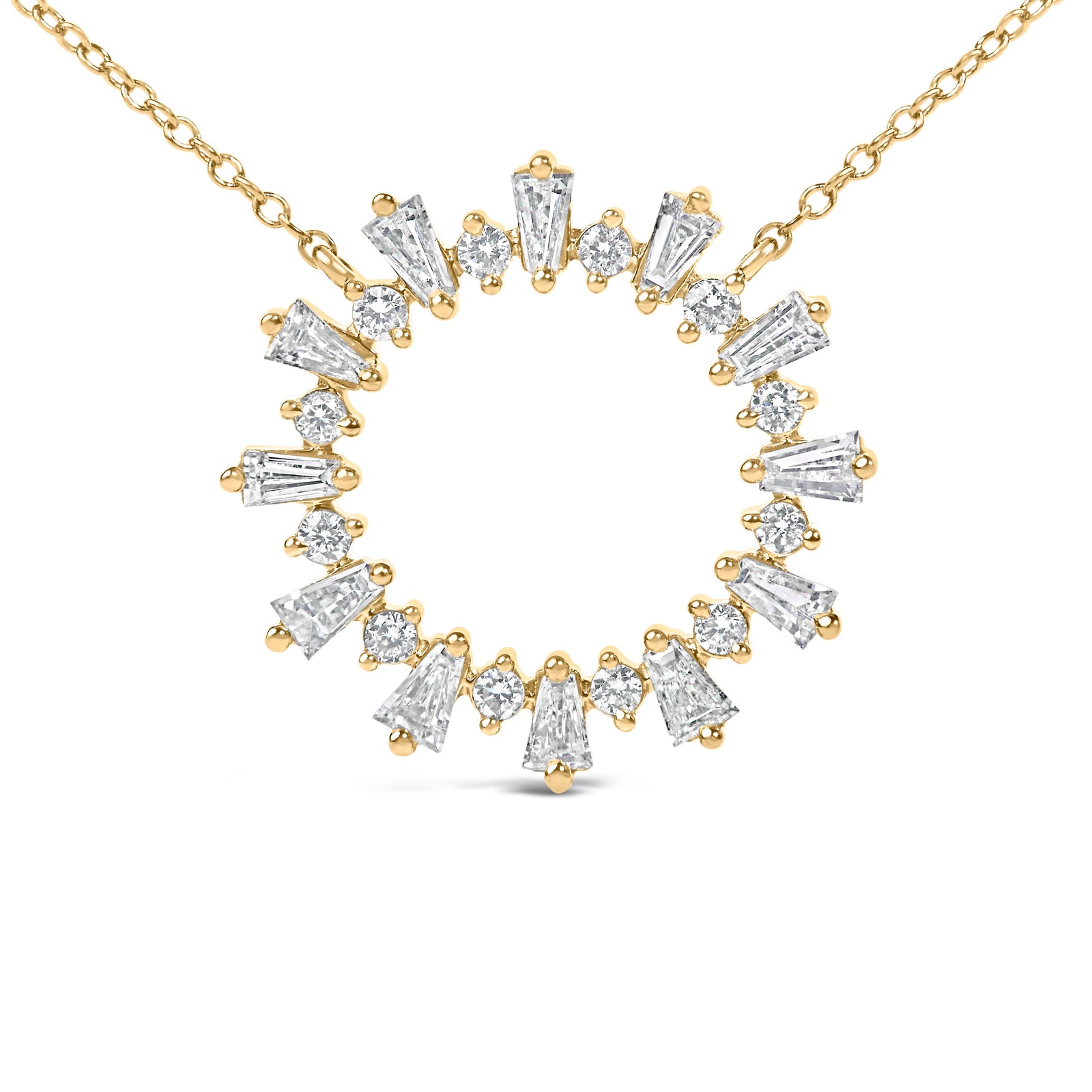14K Yellow Gold Plated Sterling Silver 3/4 Cttw Diamond Starburst Pendant Necklace