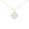 14K Yellow Gold Plated Sterling Silver 3/4 Cttw Diamond Compass Medallion Pendant Necklace