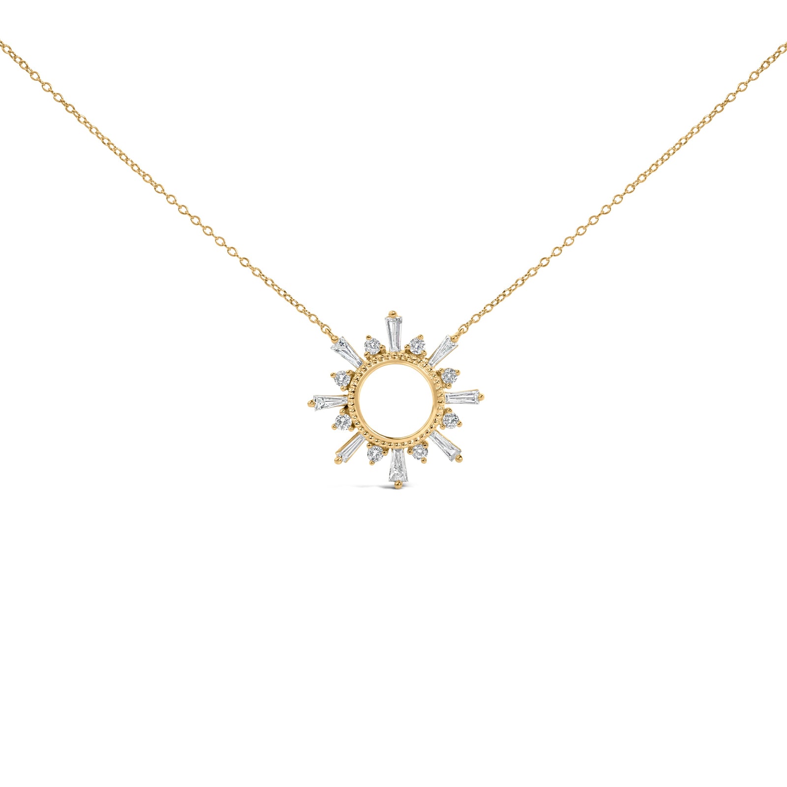 14K Yellow Gold Plated Sterling Silver 5/8 Cttw Diamond Open Starburst Pendant Necklace