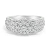 Anillo de compromiso de plata esterlina .925 con diamantes de 1.0 Cttw y conjunto de alianzas de boda soldadas