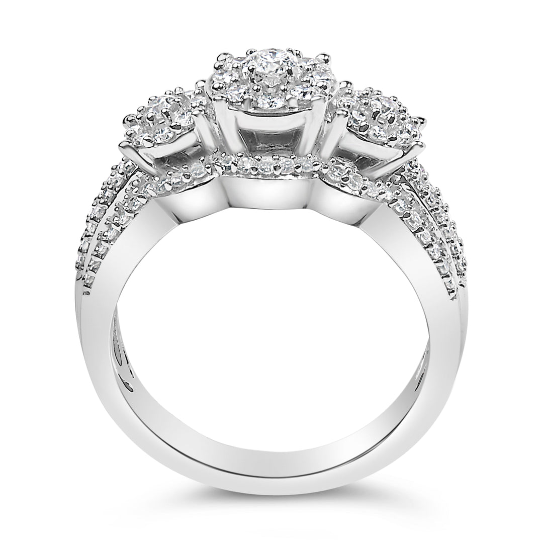 Anillo de compromiso de plata esterlina .925 con diamantes de 1.0 Cttw y conjunto de alianzas de boda soldadas