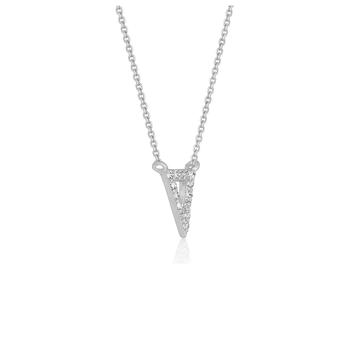 Colgante de oro blanco de 14k con diamante en triángulo invertido