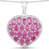 5.00 Carat Genuine Ruby and White Diamond .925 Sterling Silver Pendant