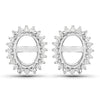 0.26 Carat Genuine White Diamond 14K White Gold Semi Mount Earrings - holds 8x6mm Oval Gemstones