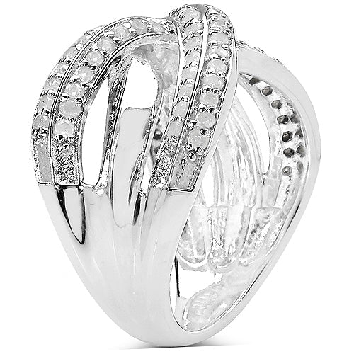 Anillo de plata de ley .925 con diamante blanco genuino de 0.55 quilates