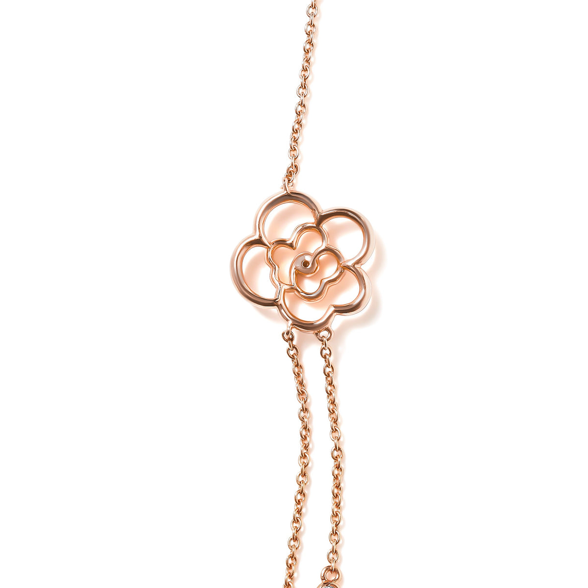 Collar de dos hilos con diamantes y perlas cultivadas de agua dulce en oro rosa de 18K y 0,50 qt. (Color G-H, claridad SI1-SI2) - Ajustable de 16 a 20 pulgadas