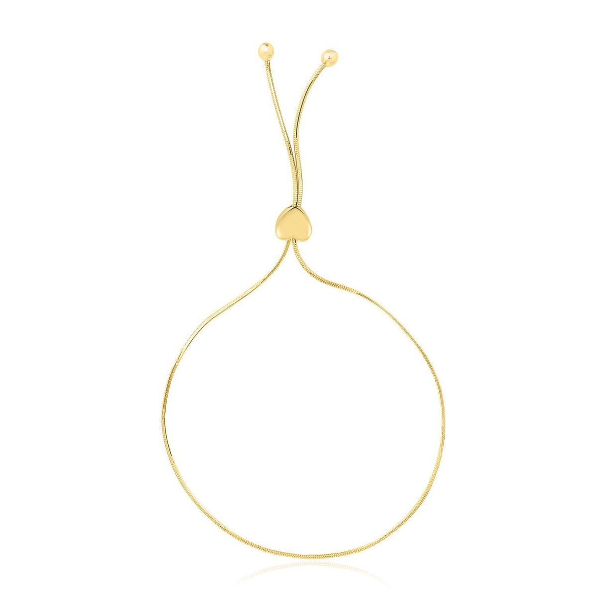 Pulsera de Oro Amarillo de 14k Ajustable Estilo Lariat con Motivo de Corazón