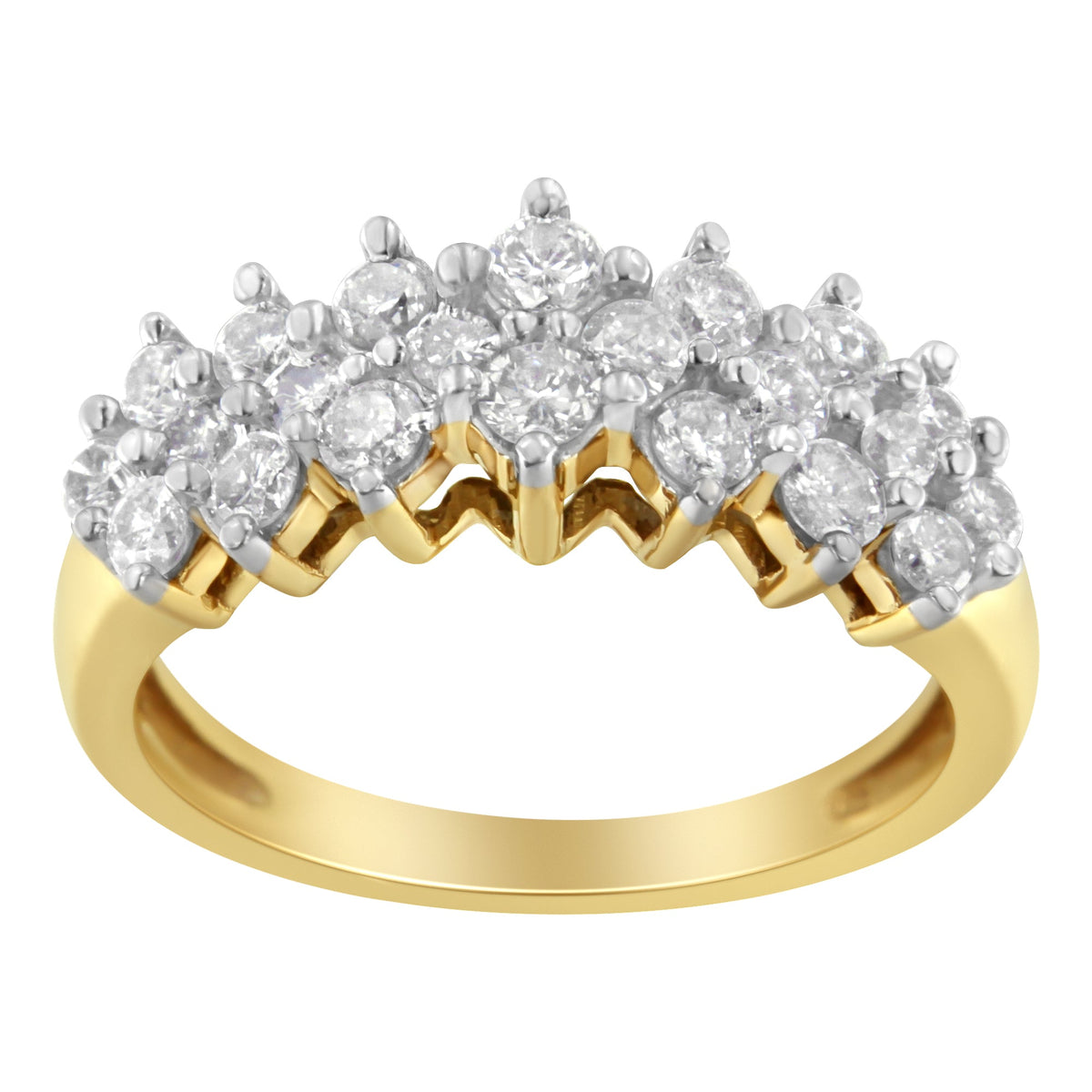 Anillo de oro amarillo de 10 quilates con diamantes redondos (1 cttw, color J-K, claridad I1-I2)