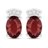 1.35 Carat Genuine Pink Tourmaline and White Diamond 14K White Gold Earrings