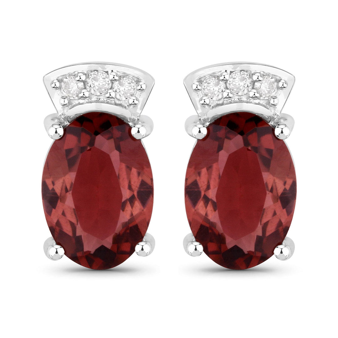 1.35 Carat Genuine Pink Tourmaline and White Diamond 14K White Gold Earrings