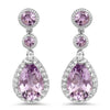 7.16 Carat Genuine Pink Amethyst and White Topaz .925 Sterling Silver Earrings