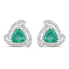 1.23 Carat Genuine Zambian Emerald and White Diamond 14K White Gold Earrings