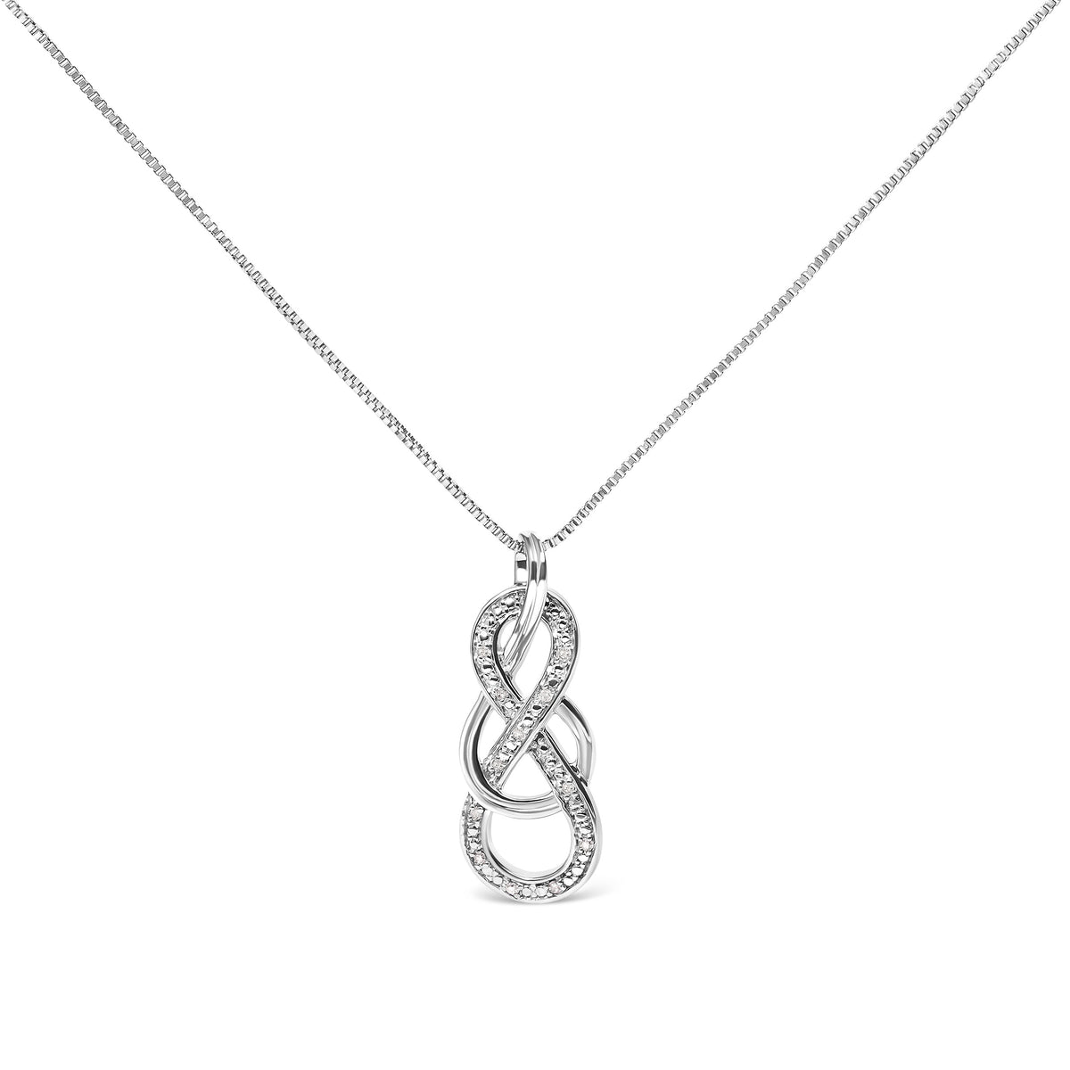 Collar con colgante de infinito entrelazado de plata de ley 925 y acento de diamante (color H-I, claridad I2-I3) - 18 pulgadas