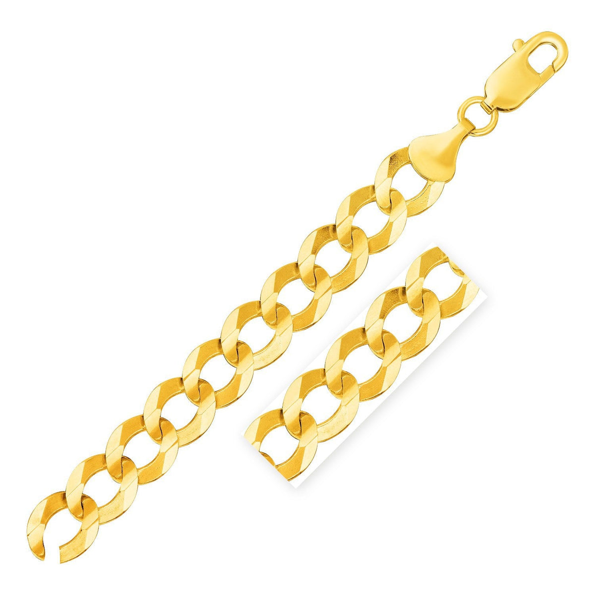 Pulsera de oro amarillo macizo de 14k de 12.18mm