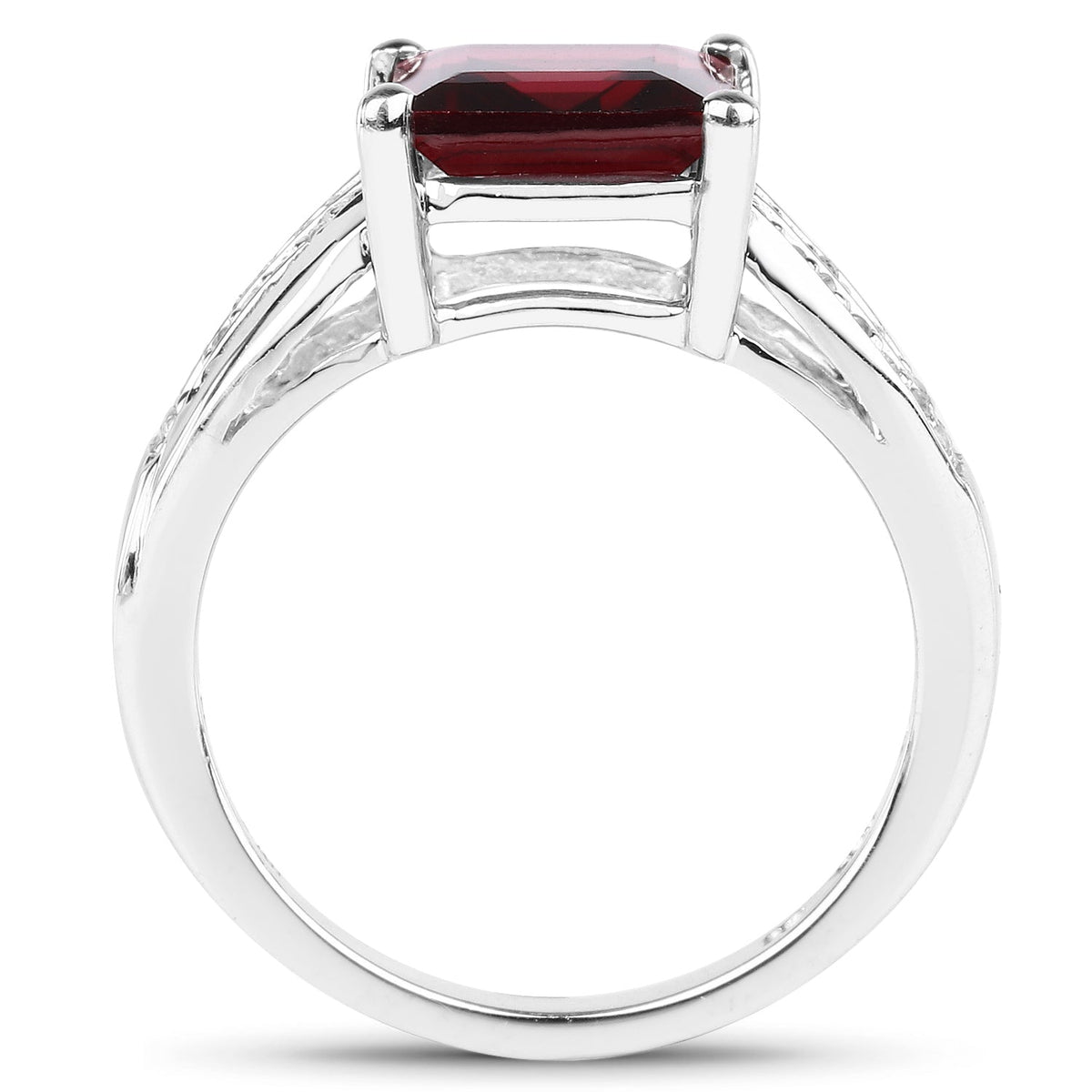 2.99 Carat Genuine Garnet and White Topaz .925 Sterling Silver Ring - image 2 of 6