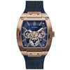 Мужские синие часы Guess с многофункциональным циферблатом и золотистыми элементами