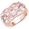 2.65 Carat Genuine Morganite and White Diamond .925 Sterling Silver Ring