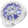 2.26 Carat Genuine Tanzanite and White Topaz .925 Sterling Silver Ring
