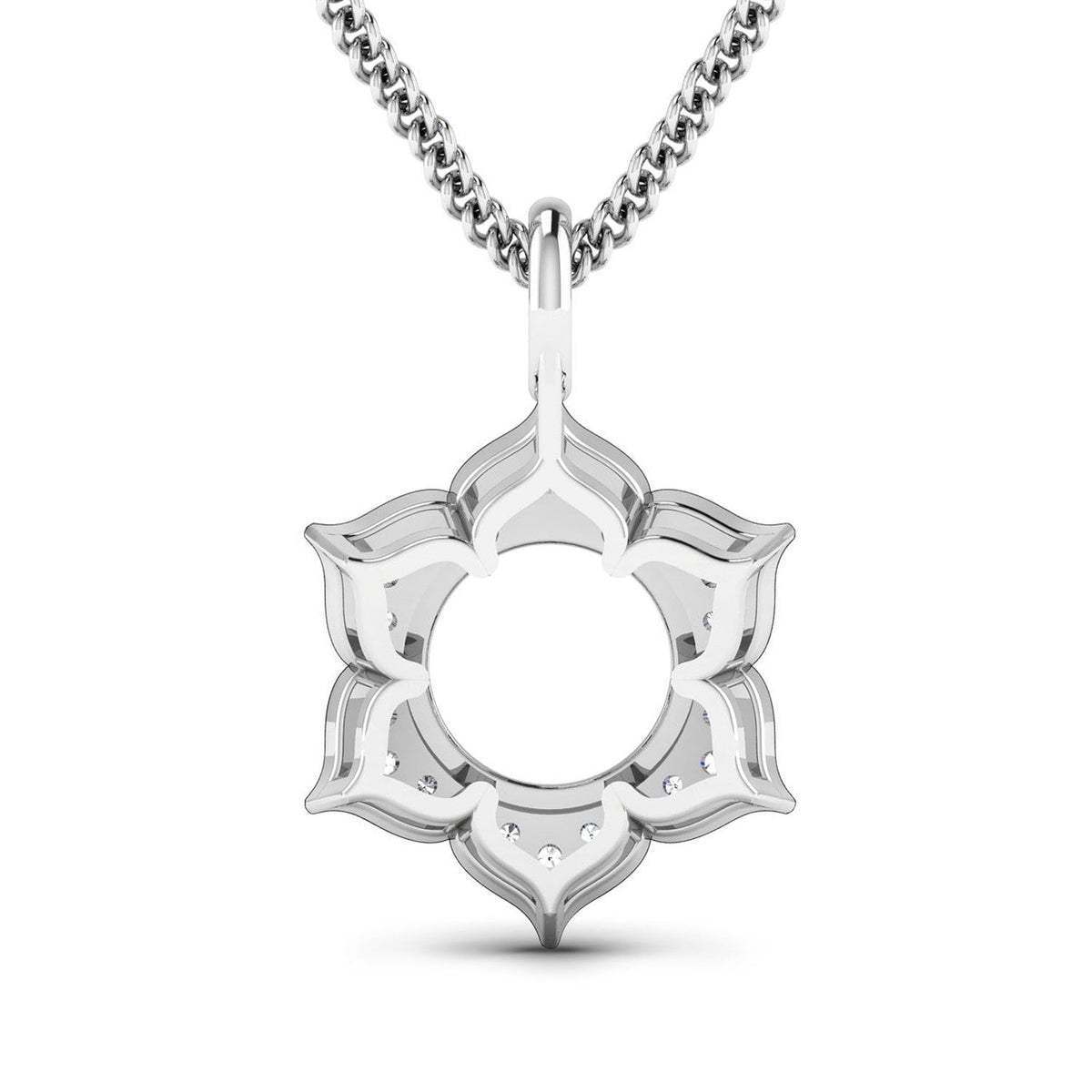 Colgante de oro blanco de 14 quilates con montura semipreciosa, diamante blanco genuino de 0,14 quilates - para gema redonda de 8,00 mm