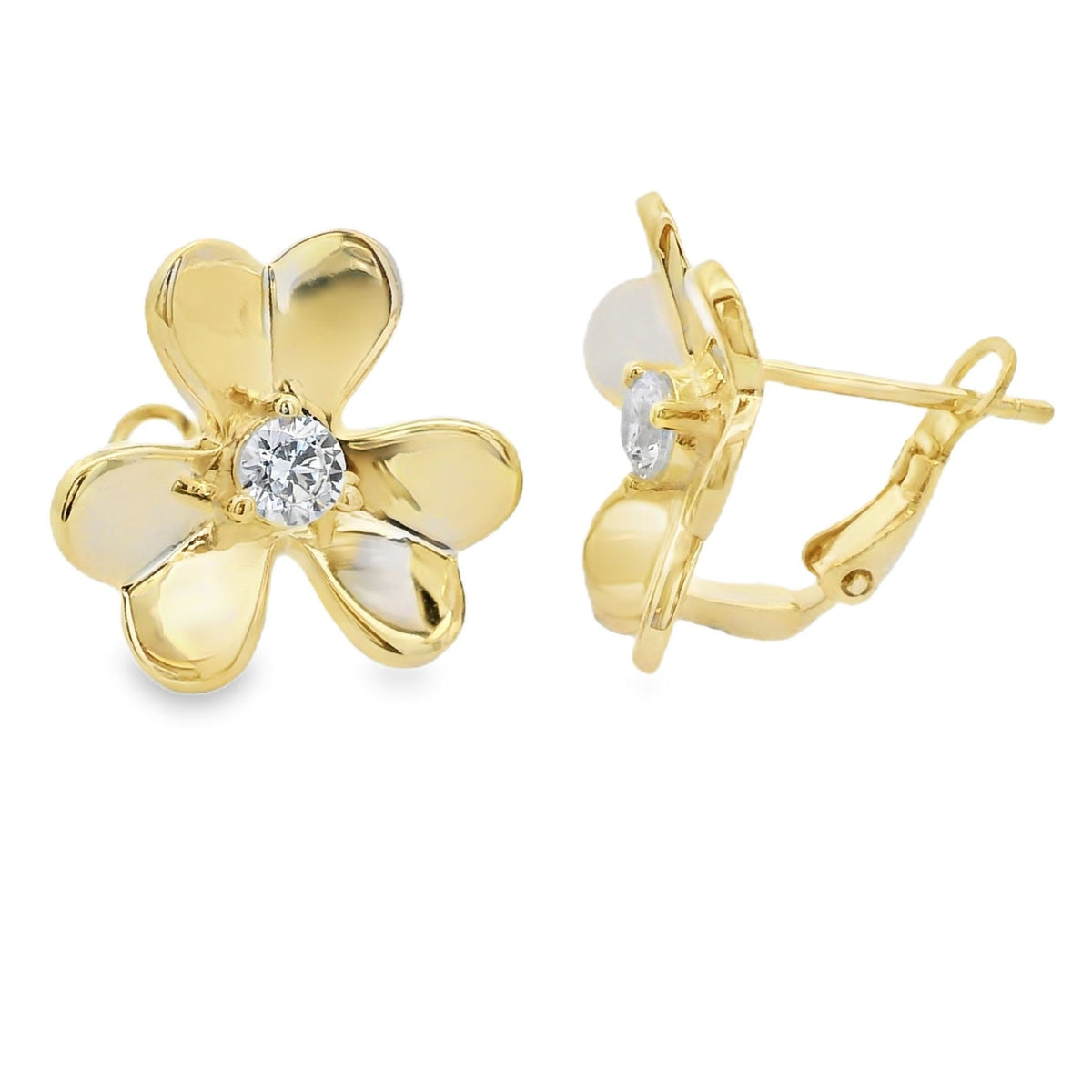 Pendientes de Flor con Circonita Cúbica Genuina de Plata Esterlina